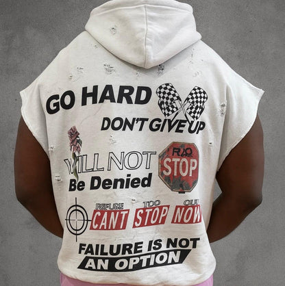 Custom motivational Full Distressed Workout Hoodie